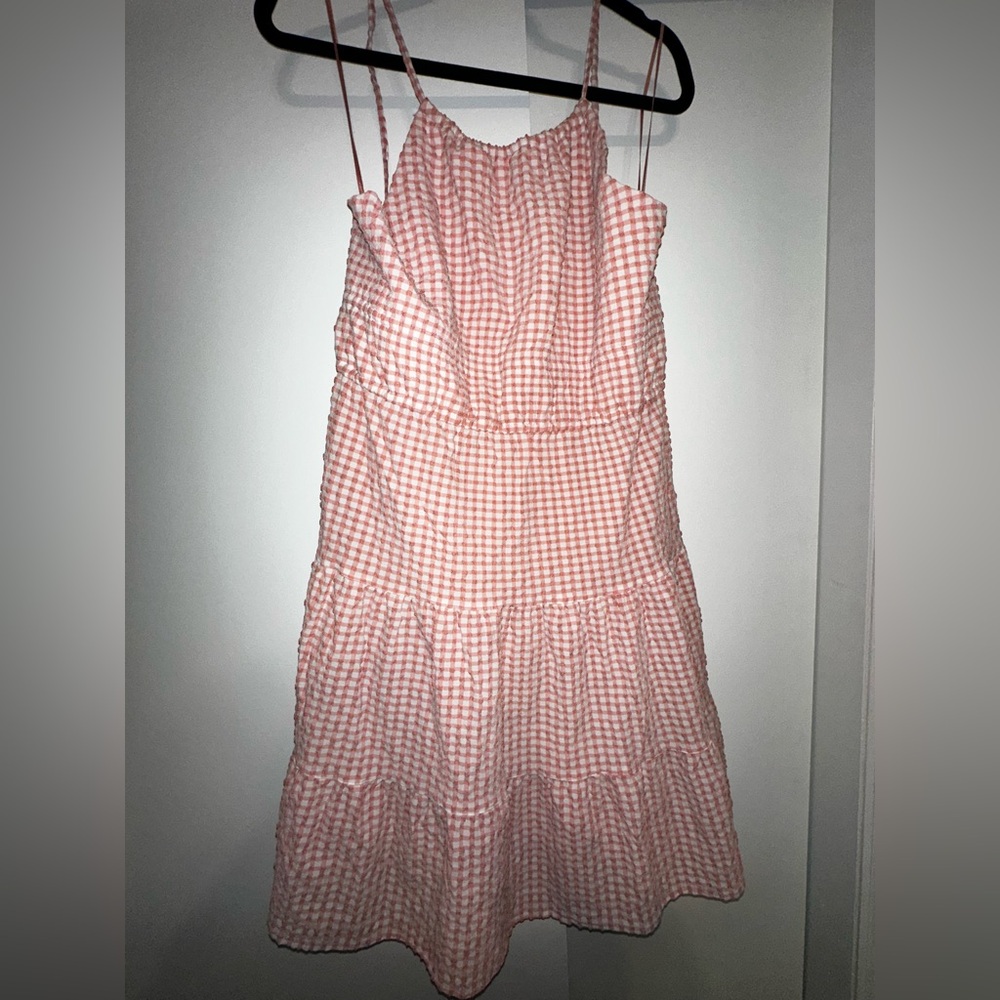 Guess Pink Checkered Dress - halter neck tie